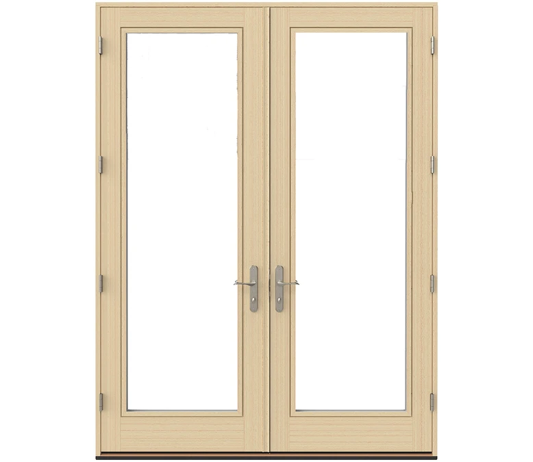 Spokane Pella Lifestyle Series Wood Double Hinged Patio Doors